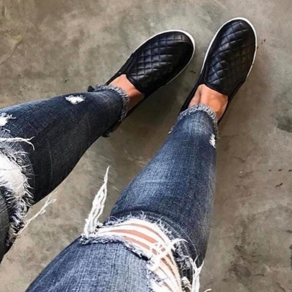 Black Quilted texture slip on sneaker
